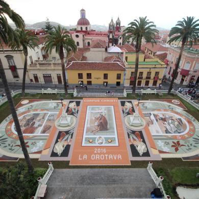 Decoración de la plaza de La Orotava.