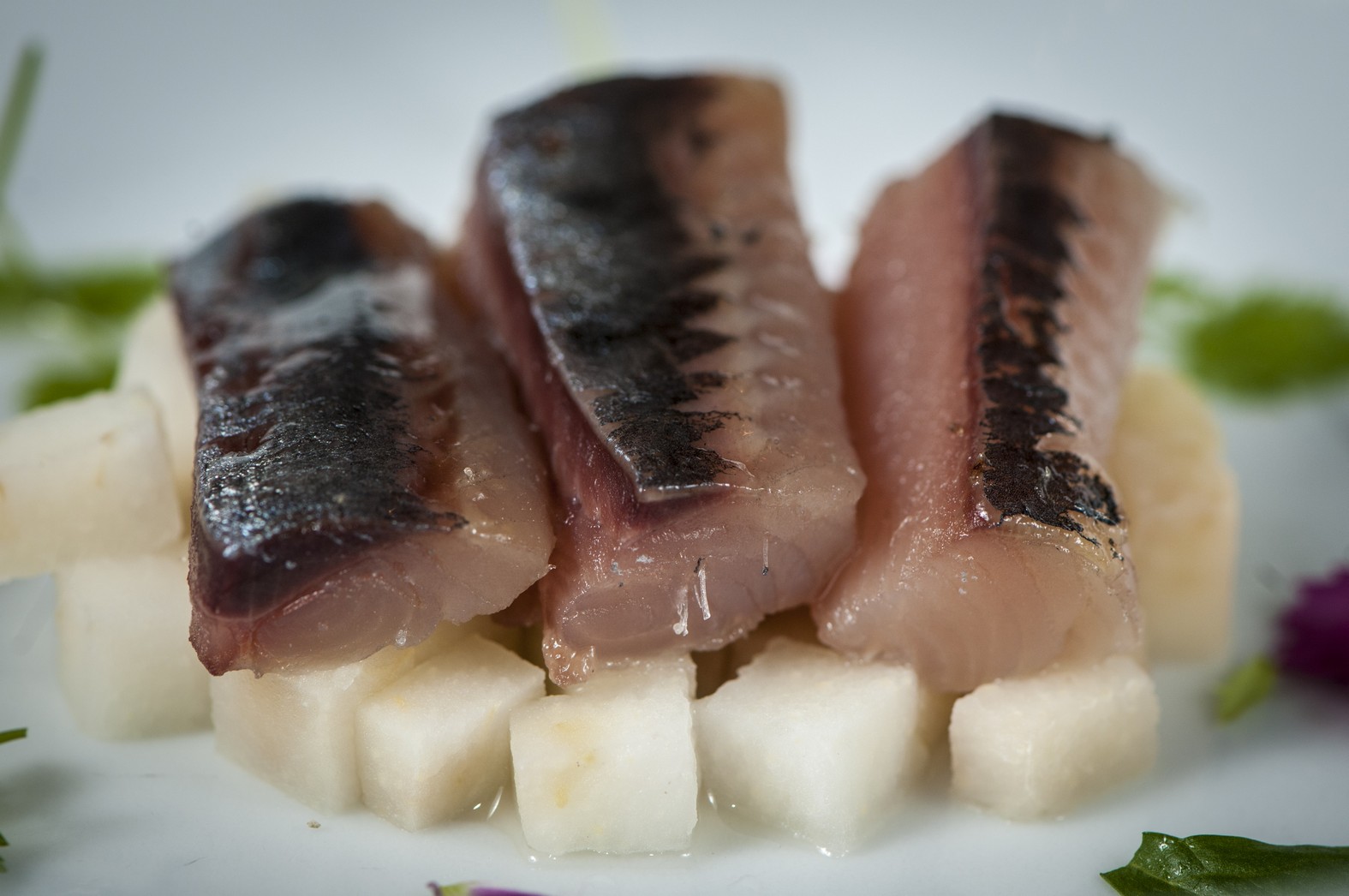 Plato de mató de Aitona con sardinas ahumadas del Restaurante L'Aplec del Parador de Lleida