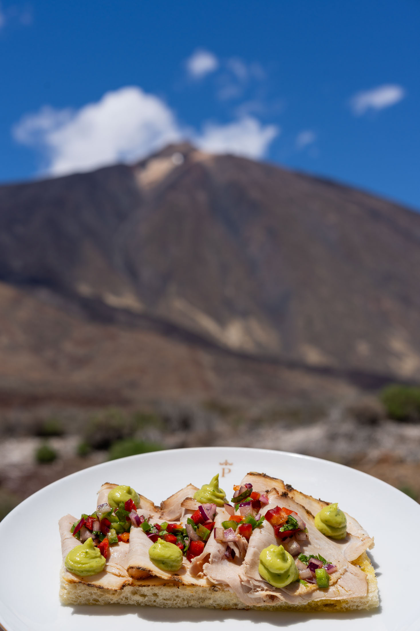 Tosta con pata asada del restaurante del Parador de Las Cañadas del Teide