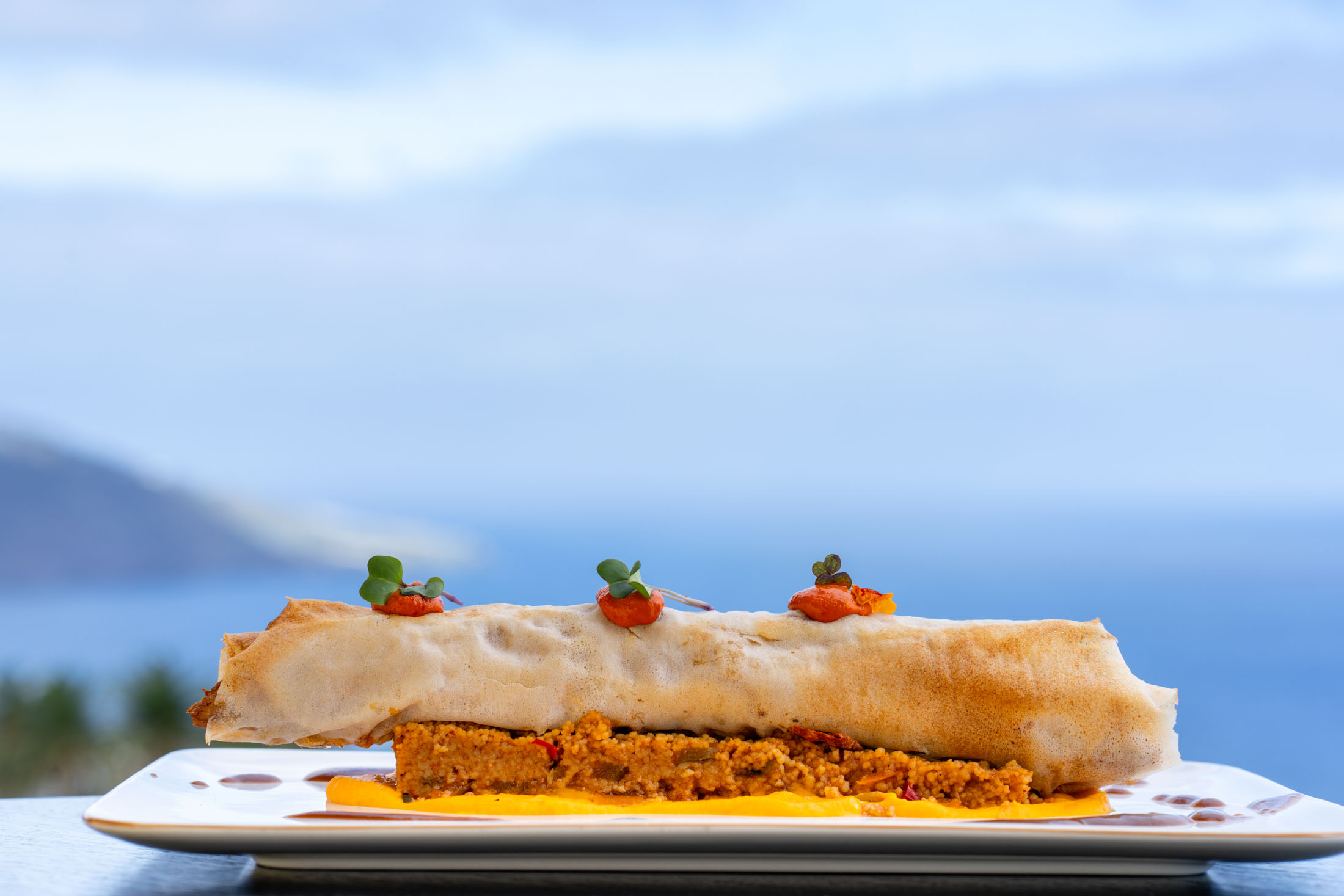 Canelón de guiso de cabrito isleño del restaurante del Parador de La Palma