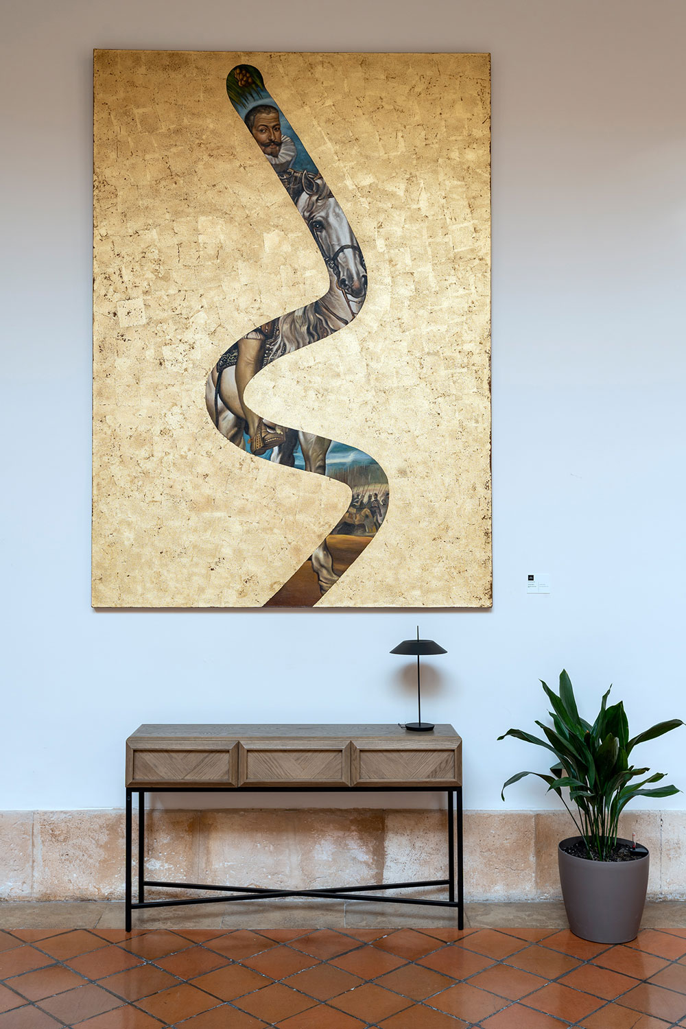 Óleo y pan de oro sobre lienzo de Lino Lago. Serie Fake Abstract