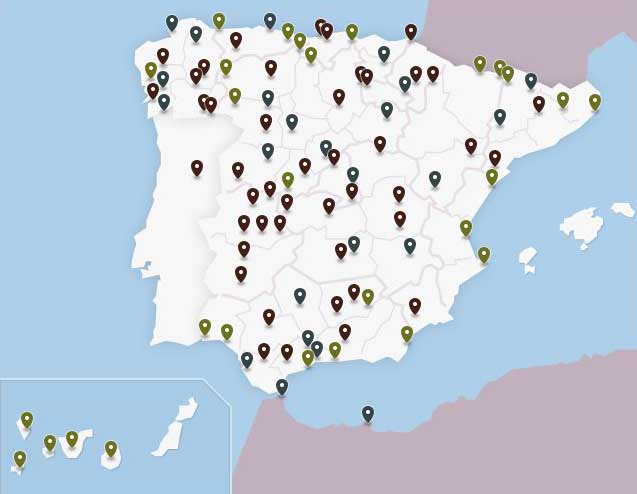 Mapa restaurantes Paradores