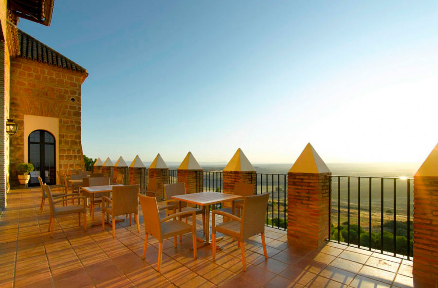 Sunset from the terrace at Parador Carmona