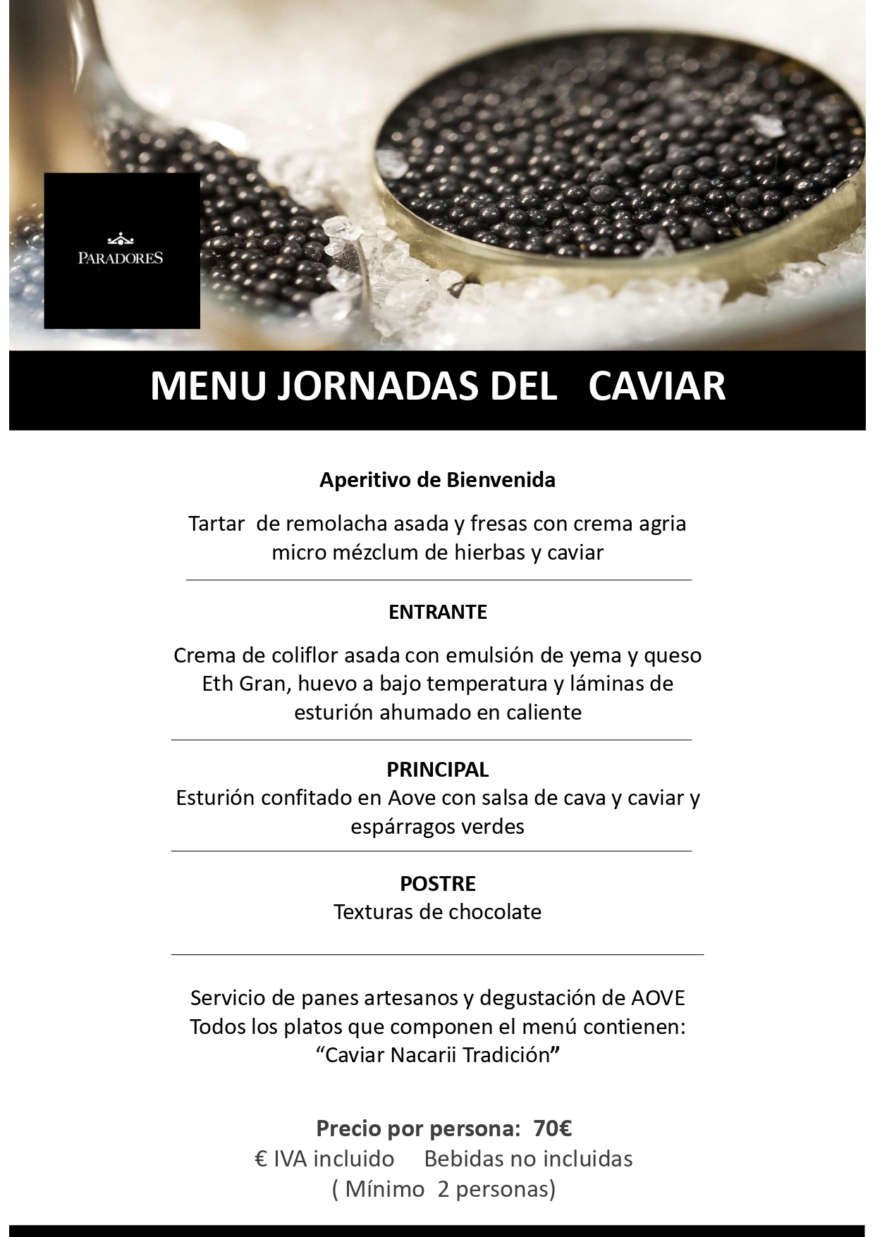 Menú del caviar