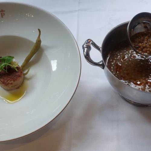 Lentejas con gallo de corral