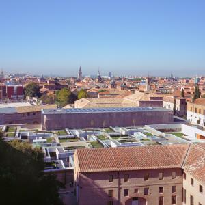 Vista aérea del Jardín Tallado y el Parador de Alcalá de Henares