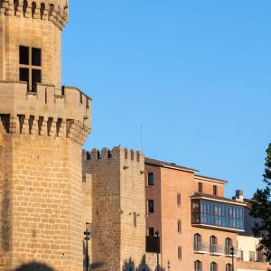 Detalle de la fachada con torre del Parador de Olite-Erriberri