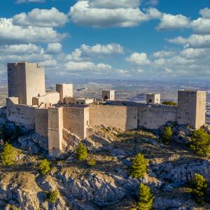 Vista aérea del Castillo y el Parador de Jaén al atardecer