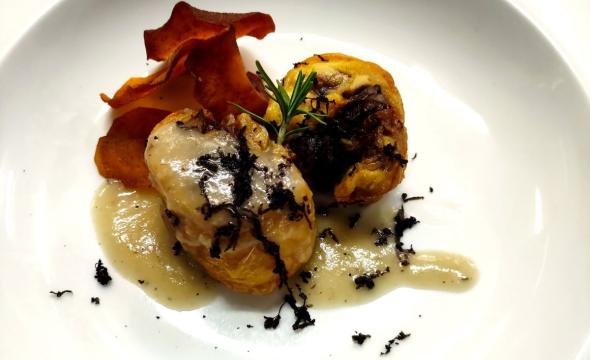 Pollo relleno de setas trufado